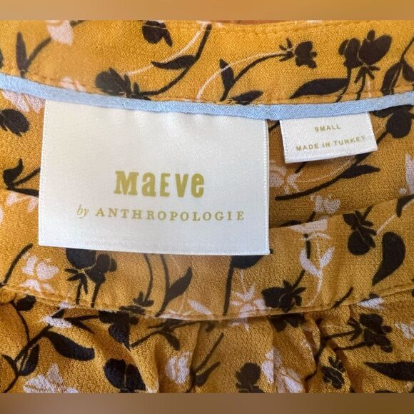 Maeve by Anthropology Mustard Floral Peplum Top - Picture 3 of 7